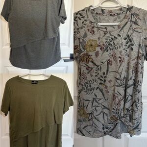 Nursing Queen Gray, Olive, Floral Short Sleeve Tops